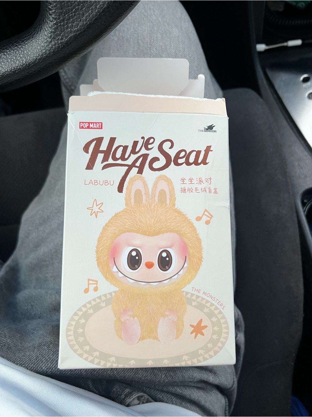 POP MART Labubu 'Have A Seat' Plush Figure - Pink & beige